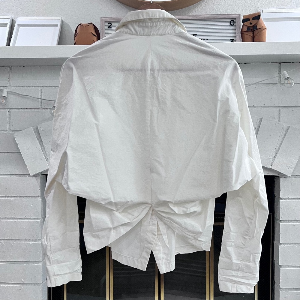 Rehab White Dress Long Sleeve Shirt Bow Accent Back